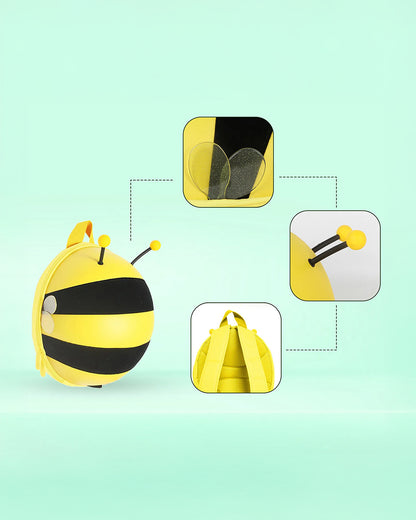 Very Peri Cute Buzzy Bee Face Backpack-Yellow-Adjustable Shoulder Straps-Preschool Nursery Travel Bag