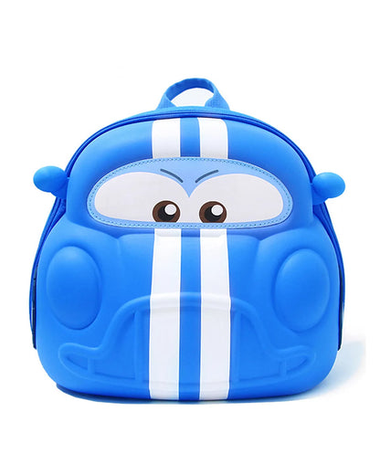 Very Peri Cute Car Face Backpack-Blue-Adjustable Shoulder Straps-Preschool Nursery Travel Bag