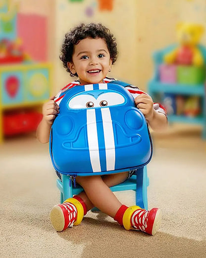 Very Peri Cute Car Face Backpack-Blue-Adjustable Shoulder Straps-Preschool Nursery Travel Bag