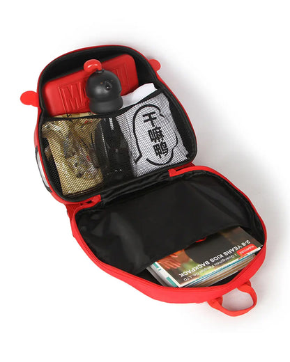 Very Peri Cute Car Face Backpack-Red-Adjustable Shoulder Straps-Preschool Nursery Travel Bag