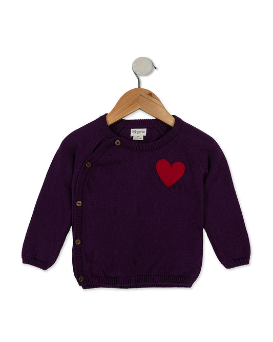 Pomme Navy Blue Sweater-Solid-100% Cotton-For Infants