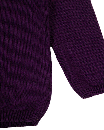 Pomme Navy Blue Sweater-Solid-100% Cotton-For Infants