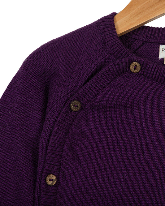 Pomme Navy Blue Sweater-Solid-100% Cotton-For Infants