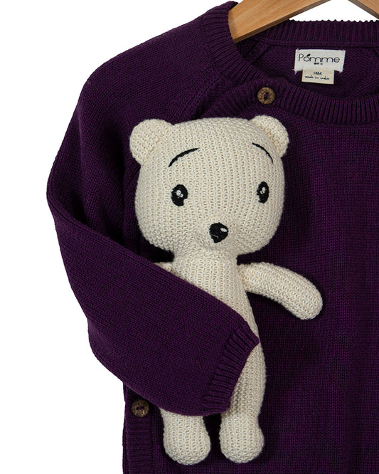 Pomme Navy Blue Sweater-Solid-100% Cotton-For Infants