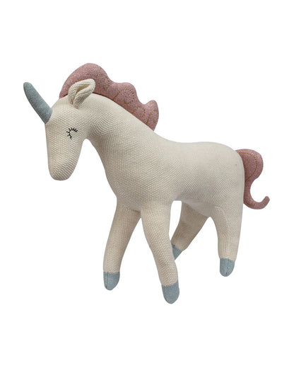 Pomme Ivory Unicorn Knitted Soft Toy-Non Toxic-Plush Cuddly Toy For Newborn