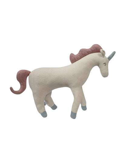 Pomme Ivory Unicorn Knitted Soft Toy-Non Toxic-Plush Cuddly Toy For Newborn