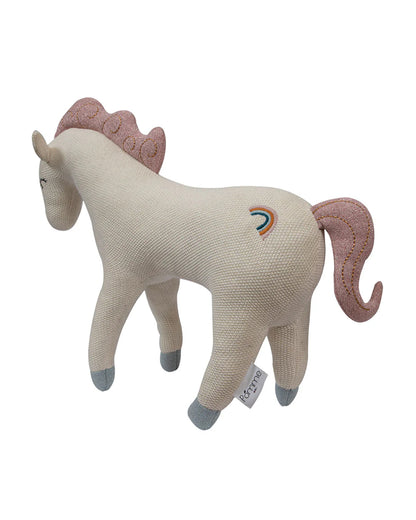 Pomme Ivory Unicorn Knitted Soft Toy-Non Toxic-Plush Cuddly Toy For Newborn