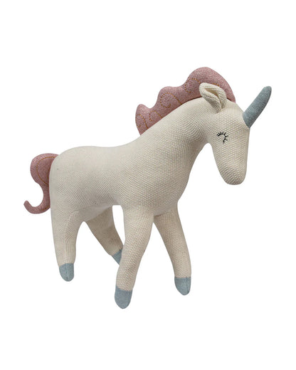 Pomme Ivory Unicorn Knitted Soft Toy-Non Toxic-Plush Cuddly Toy For Newborn