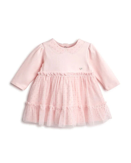 Chicco Pastel Pink Frock Dress-Polka Dots-Cotton-For Infants