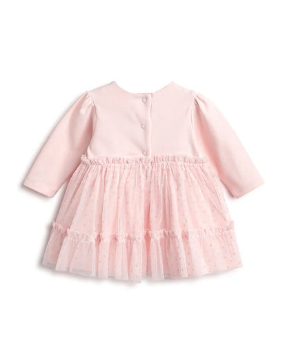 Chicco Pastel Pink Frock Dress-Polka Dots-Cotton-For Infants