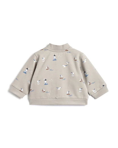 Chicco Grey Cardigan-Boat Print-Cotton-For Infants