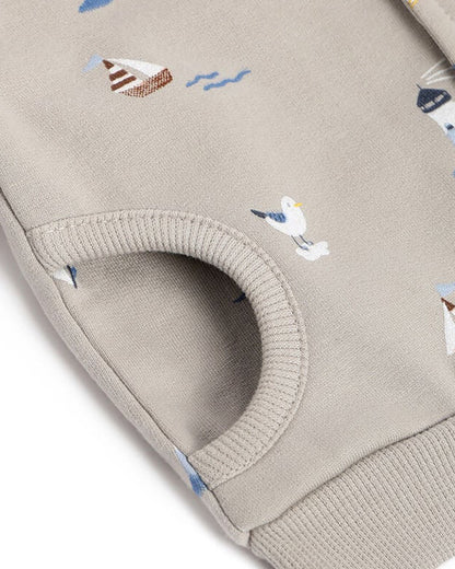 Chicco Grey Cardigan-Boat Print-Cotton-For Infants