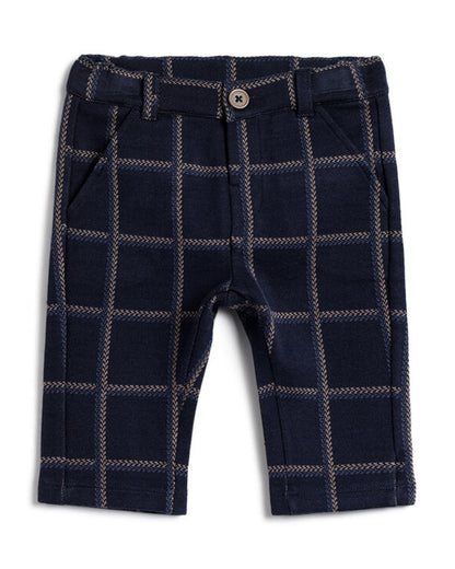 Chicco Navy Blue Trouser-Checkered-Cotton-For Infants