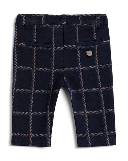 Chicco Navy Blue Trouser-Checkered-Cotton-For Infants