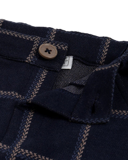 Chicco Navy Blue Trouser-Checkered-Cotton-For Infants