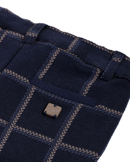 Chicco Navy Blue Trouser-Checkered-Cotton-For Infants