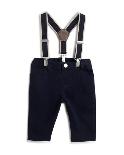 Chicco Navy Blue Dungaree-Solid-Cotton-For Infants