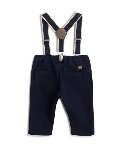 Chicco Navy Blue Dungaree-Solid-Cotton-For Infants