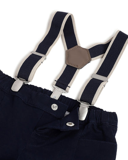 Chicco Navy Blue Dungaree-Solid-Cotton-For Infants