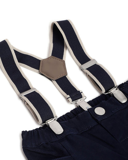 Chicco Navy Blue Dungaree-Solid-Cotton-For Infants