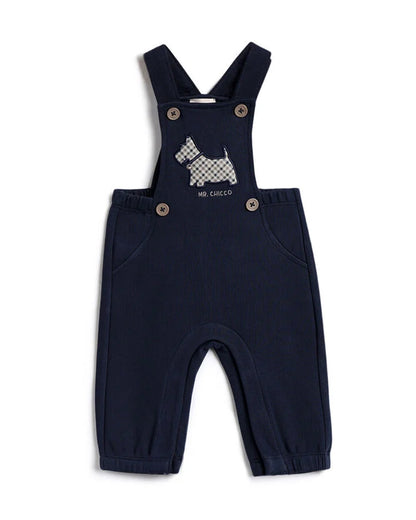 Chicco Navy Blue Shoulder Strap Dungaree-Solid-Cotton-For Infants