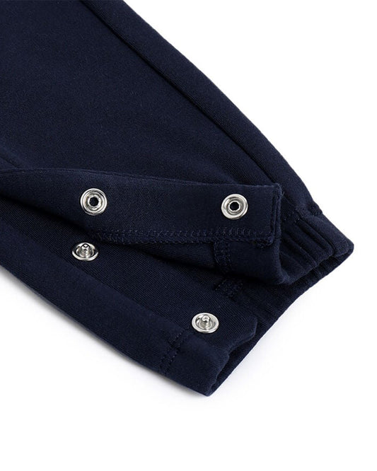 Chicco Navy Blue Shoulder Strap Dungaree-Solid-Cotton-For Infants