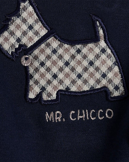 Chicco Navy Blue Shoulder Strap Dungaree-Solid-Cotton-For Infants