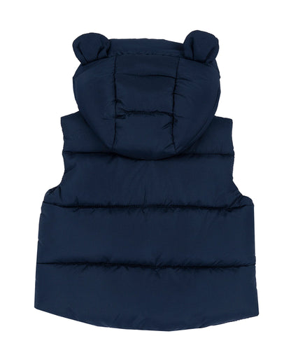 Chicco Navy Blue Winter Wear Jacket-Sleeveless-Bear Embroidered-Polyester-For Infants