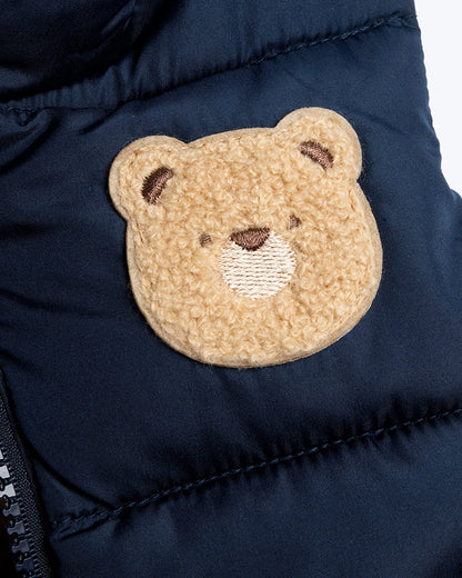 Chicco Navy Blue Winter Wear Jacket-Sleeveless-Bear Embroidered-Polyester-For Infants