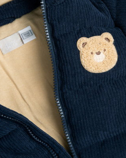 Chicco Navy Blue Winter Wear Jacket-Long Sleeves-Bear Embroidered-Polyester-For Infants