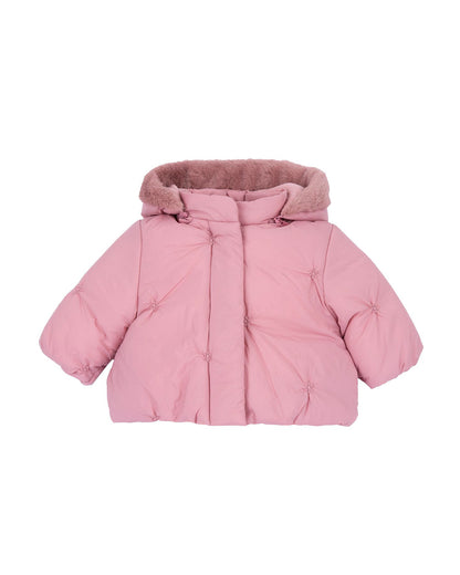 Chicco Peach Pink Winter Wear Jacket-Long Sleeves-Solid-Polyester-For Infants