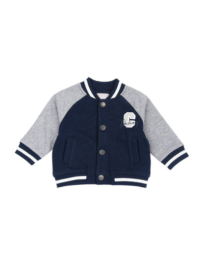 Chicco Navy Blue Winter Wear Cardigan-Solid-Cotton-For Infants