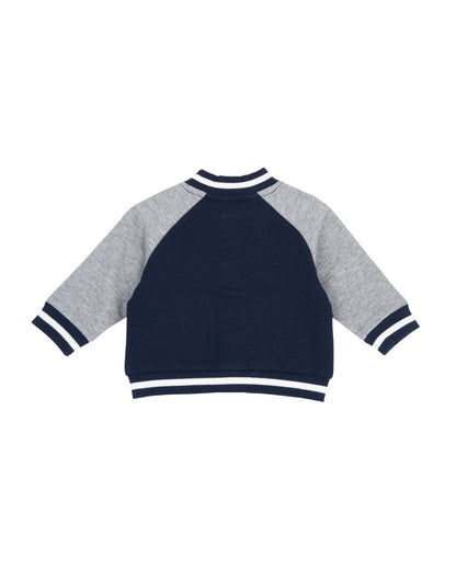Chicco Navy Blue Winter Wear Cardigan-Solid-Cotton-For Infants