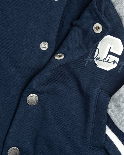 Chicco Navy Blue Winter Wear Cardigan-Solid-Cotton-For Infants