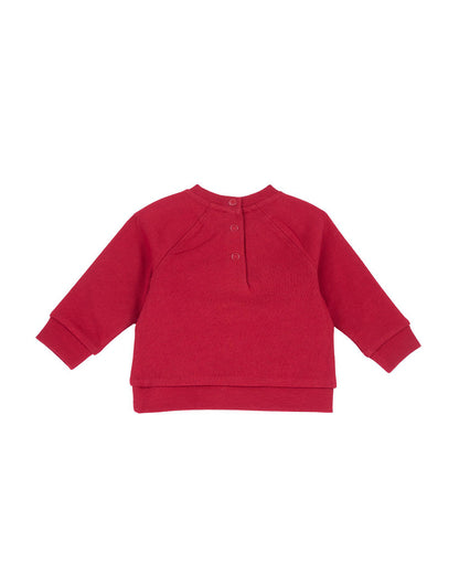Chicco Crimson Red Winter Wear Sweatshirt-Printed-Cotton-For Infants