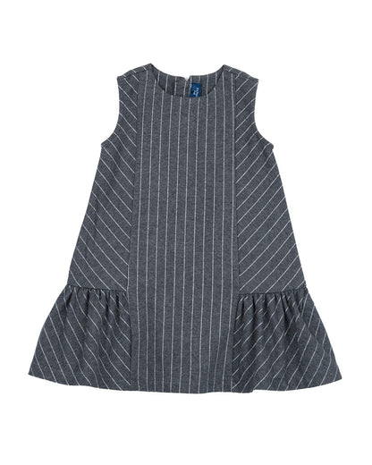 Chicco Dark Grey Frock-Striped-Polyester-For Infants