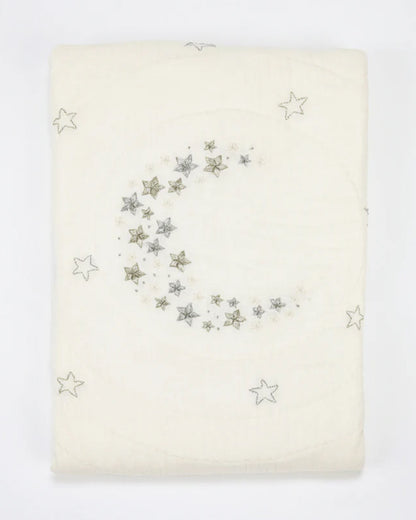 Baby Jalebi Cot Bedding Set-Luna-Hand Embroidered-100% Organic Cotton-Off White-For Infants