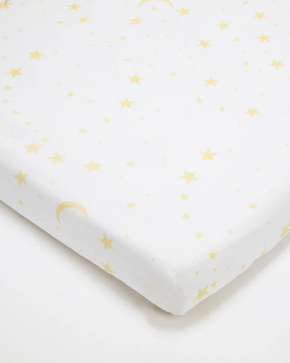 Baby Jalebi Cot Bedding Set-Luna-Hand Embroidered-100% Organic Cotton-Off White-For Infants