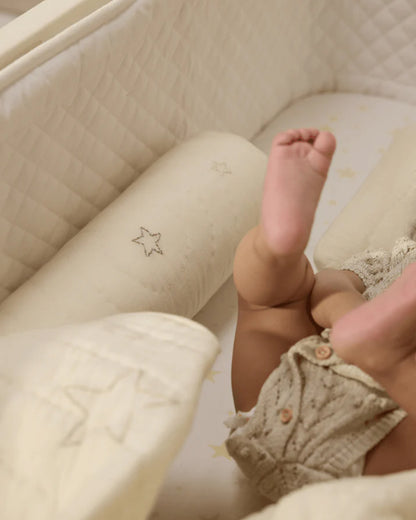 Baby Jalebi Cot Bedding Set-Luna-Hand Embroidered-100% Organic Cotton-Off White-For Infants