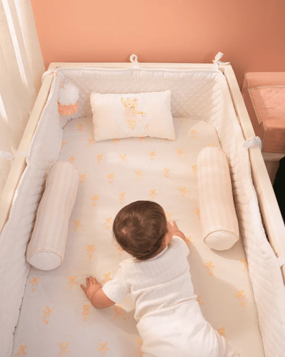 Baby Jalebi Cot Bedding Set-Prima Ballerina Bear-100% Organic Cotton-Peach-For Infants