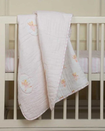 Baby Jalebi Cot Bedding Set-Prima Ballerina Bear-100% Organic Cotton-Peach-For Infants