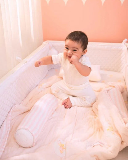 Baby Jalebi Cot Bedding Set-Prima Ballerina Bear-100% Organic Cotton-Peach-For Infants