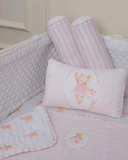Baby Jalebi Cot Bedding Set-Prima Ballerina Bear-100% Organic Cotton-Peach-For Infants
