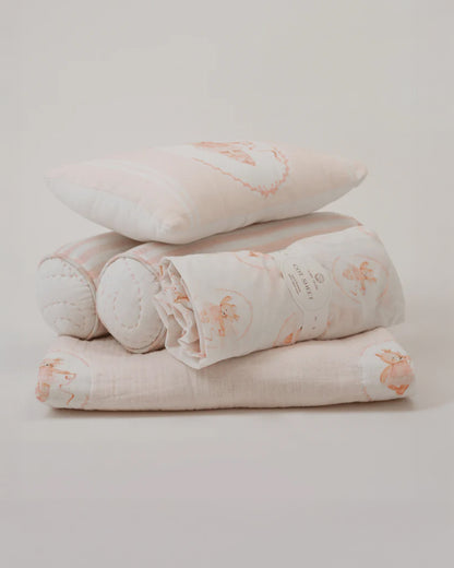 Baby Jalebi Cot Bedding Set-Prima Ballerina Bear-100% Organic Cotton-Peach-For Infants