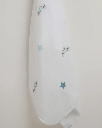 Baby Jalebi Organic Muslin Swaddle-Roadster-Blue & White-Pack of 2-Infant Wraps