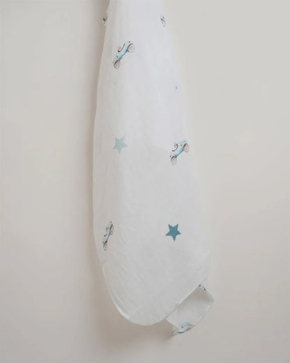 Baby Jalebi Organic Muslin Swaddle-Roadster-White-Pack of 1-Infant Wraps