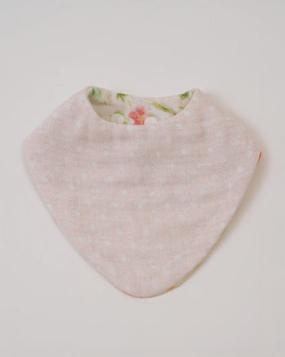 Baby Jalebi Floral Ballerina Stripes Organic Cotton Muslin Bib-Set of 3-Super Soft Absorbent & Reversible-For Infants