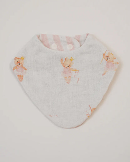 Baby Jalebi Floral Ballerina Stripes Organic Cotton Muslin Bib-Set of 3-Super Soft Absorbent & Reversible-For Infants