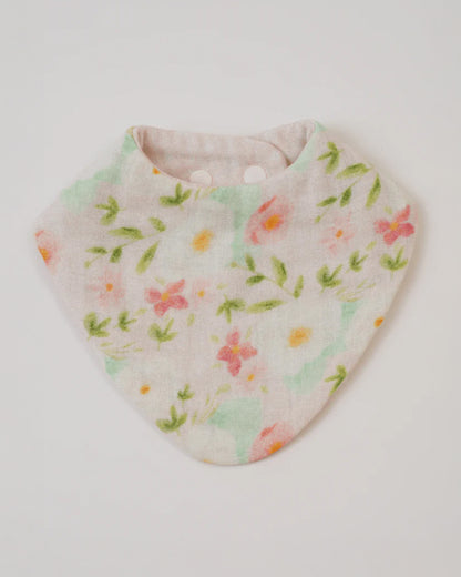 Baby Jalebi Floral Ballerina Stripes Organic Cotton Muslin Bib-Set of 3-Super Soft Absorbent & Reversible-For Infants