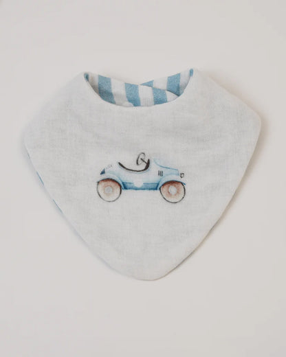 Baby Jalebi Roadster Stripes Organic Cotton Muslin Bib-Set of 3-Super Soft Absorbent & Reversible-For Infants